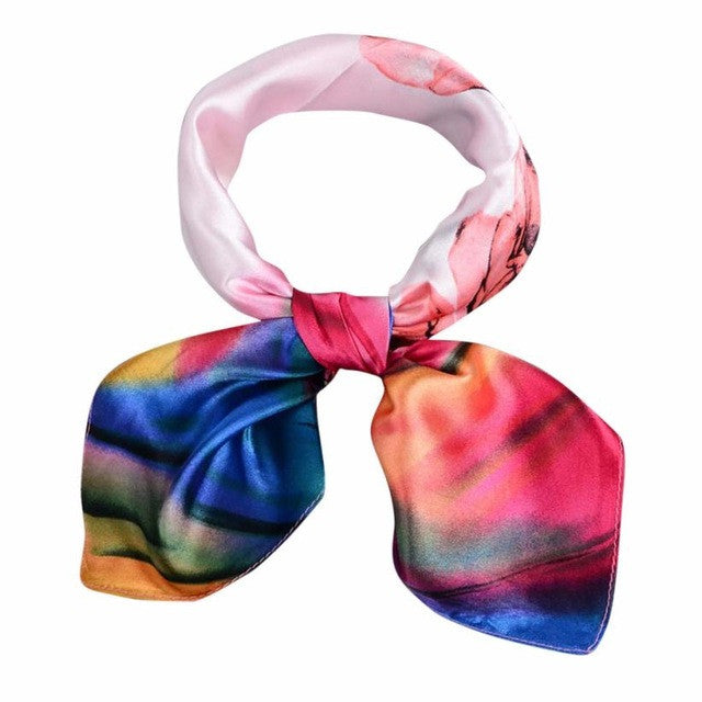 20 Colors  OL Lady Scarf Square Scarf Satin 60cm*60cm Women  Print Office Ladies Scarves handkerchief Female #1201 BL
