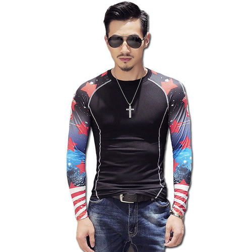 Camisa Masculina T Shirts Tees Tops Men's Casual Slim Fit O Neck Long Sleeved Funny T Shirts Hombre Tees Top BL