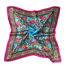 Women Lady Floral Printed Square Scarf 90*90cm Head Wrap Shawl Multi Colour Headscarf For Women #1201 BL
