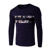 Floral T Shirts Hombre Camisa Masculina Menswear Men's Casual Slim Fit Long Sleeved O Neck T Shirts Hombre BL