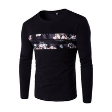 Floral T Shirts Hombre Camisa Masculina Menswear Men's Casual Slim Fit Long Sleeved O Neck T Shirts Hombre BL