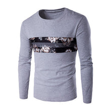 Floral T Shirts Hombre Camisa Masculina Menswear Men's Casual Slim Fit Long Sleeved O Neck T Shirts Hombre BL