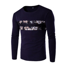 Floral T Shirts Hombre Camisa Masculina Menswear Men's Casual Slim Fit Long Sleeved O Neck T Shirts Hombre BL