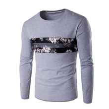 Floral T Shirts Hombre Camisa Masculina Menswear Men's Casual Slim Fit Long Sleeved O Neck T Shirts Hombre BL