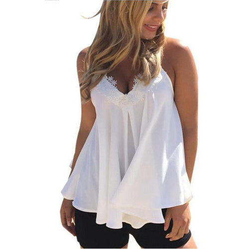 Chiffon Women Shirt Sexy Top Sleeveless Tank Tops Ladies Camisole haut femme YW BL