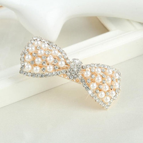 Korean  Women Pearl Crystal Hairgrips Bow Butterfly Knot Hair Accessories For Women Ladies LY BL