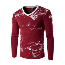 Large Size T Shirts Hombre Camisa Masculina Men's Casual Slim Fit Long Sleeved V Neck T Shirts Large Size BL