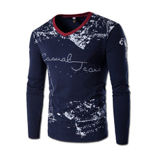 Large Size T Shirts Hombre Camisa Masculina Men's Casual Slim Fit Long Sleeved V Neck T Shirts Large Size BL