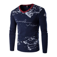 Large Size T Shirts Hombre Camisa Masculina Men's Casual Slim Fit Long Sleeved V Neck T Shirts Large Size BL