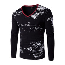 Large Size T Shirts Hombre Camisa Masculina Men's Casual Slim Fit Long Sleeved V Neck T Shirts Large Size BL