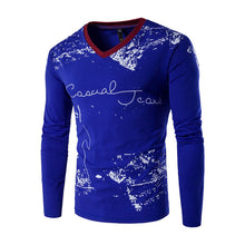 Large Size T Shirts Hombre Camisa Masculina Men's Casual Slim Fit Long Sleeved V Neck T Shirts Large Size BL