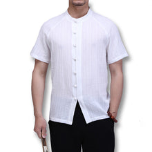 Men Chinese Style Short Sleeved Cotton Linen Shirts Men's Casual Slim Fit Shirt Camisa Hombre BL