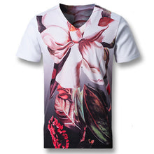 Men Short Sleeved T Shirts Men's Casual Slim Fit Large Size O Neck Floral T Shirts Camisa BL
