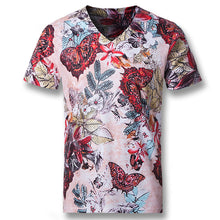 Men Short Sleeved T Shirts Men's Casual Slim Fit Large Size O Neck Floral T Shirts Camisa BL