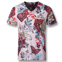 Men Short Sleeved T Shirts Men's Casual Slim Fit Large Size O Neck Floral T Shirts Camisa BL