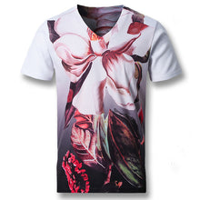 Men Short Sleeved T Shirts Men's Casual Slim Fit Large Size O Neck Floral T Shirts Camisa BL