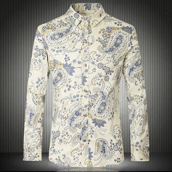 Men Casual Shirts Men's Slim Fit Large Size Long Sleeved Shirts Camisa Masculina Camisa Hombre Floral Shirts BL