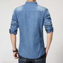 Men Cotton Shirts Men's Casual Slim Fit Long Sleeved Turn Down Collar Denim Jeans Shirts Camisa Masculina BL