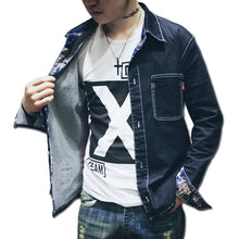 Men Denim Jeans Shirts Camisa Masculina Men's Casual Slim Fit Long Sleeved Turn Down Collar Large Size Shirts BL