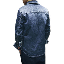 Men Denim Jeans Shirts Camisa Masculina Men's Casual Slim Fit Long Sleeved Turn Down Collar Large Size Shirts BL