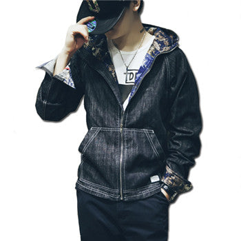 Men Denim Jeans Zipper Hooded Jackets Jaqueta Masculina Men's Casual Slim Fit Large Size Veste Homme Jackets BL