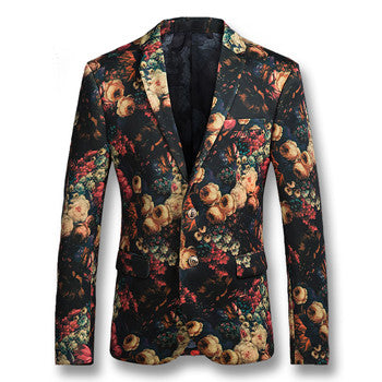 Men Floral Blazers Jackets Suits Coats Notched Lapel Blazers Veste De Loisir Men's Casual Slim Fit Herren Anzug Men BL