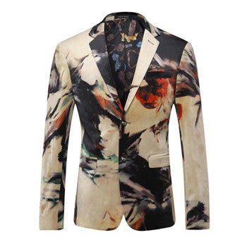 Men Floral Casual Blazers Nightclub Party Dress Suits Formal Terno Masculino Veste De Loisir Men's Slim Fit Blazers BL