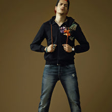 Men Floral Hooded Jackets Sweatshirts Hoodies Cardigans Men's Casual Slim Fit Large Size Hoodies Sweatshirts Jacket BL