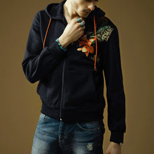 Men Floral Hooded Jackets Sweatshirts Hoodies Cardigans Men's Casual Slim Fit Large Size Hoodies Sweatshirts Jacket BL