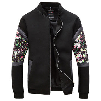 Men Floral Zipper Veste Homme Jakcets Jaqueta Masculina Men's Casual Slim Fit Large Size Jackets Outwear Men BL