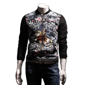 Men Jackets and Coats Outwear Floral Jaqueta Masculina Men's Casual Slim Fit Large Size Veste Homme Zipper Jackets BL