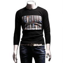 Men Long Sleeved O Neck Sweaters Pullovers Outwear Men's Casual Slim Fit Large Size Floral Sweaters Hombre BL