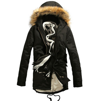 Men Parkas Jacket Coat Men's Casual Slim Fit Thickening Plus Velvet Down Parkas Jacket Cotton Coat Outwear BL