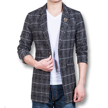 Men Plaid Nylon Parkas Coats Jackets Wool Blends Jackets and Coats Men's Casual Slim Fit Long Parkas BL
