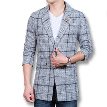 Men Plaid Nylon Parkas Coats Jackets Wool Blends Jackets and Coats Men's Casual Slim Fit Long Parkas BL