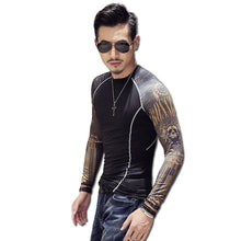 Men Printing Funny T Shirts Tees Tops Camisa Masculina Men's Casual Slim Fit O Neck Long Sleeved T Shirts BL