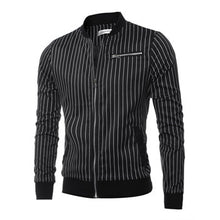 Men Stripped Jackets and Coats Jaqueta Masculina Men's Casual Slim Fit Large Size Zipper Veste Homme Jackets BL