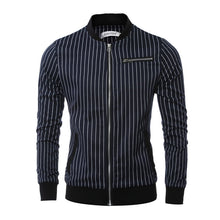 Men Stripped Jackets and Coats Jaqueta Masculina Men's Casual Slim Fit Large Size Zipper Veste Homme Jackets BL