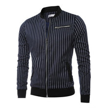 Men Stripped Jackets and Coats Jaqueta Masculina Men's Casual Slim Fit Large Size Zipper Veste Homme Jackets BL