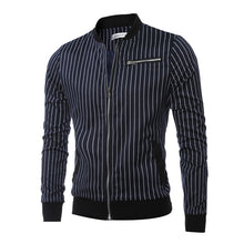 Men Stripped Jackets and Coats Jaqueta Masculina Men's Casual Slim Fit Large Size Zipper Veste Homme Jackets BL