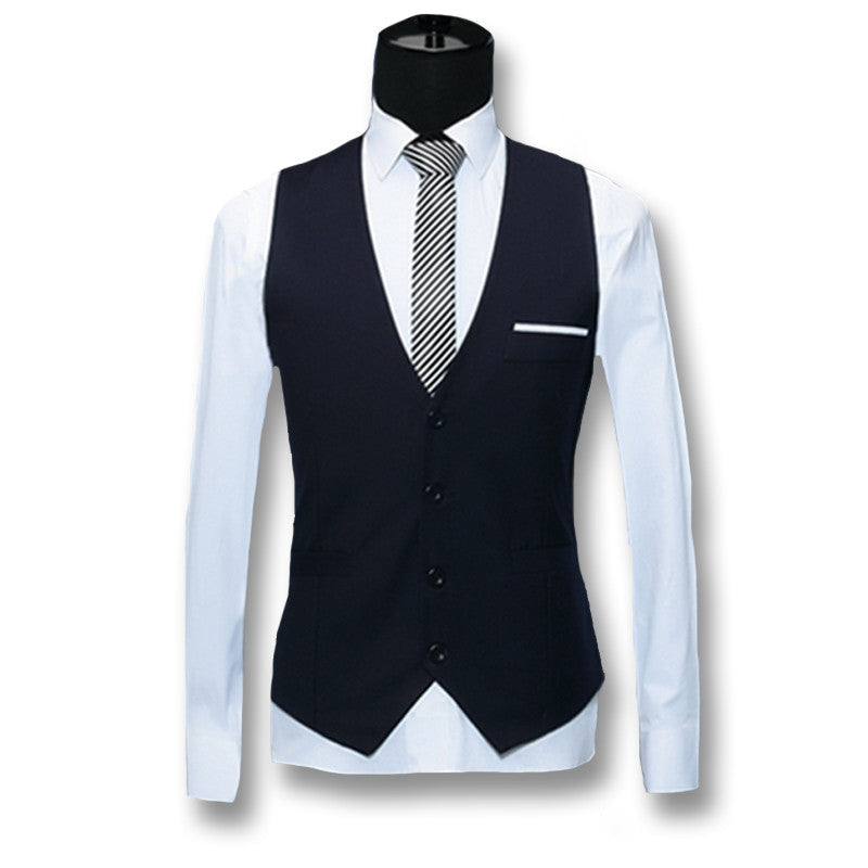 casual dress vests for men ETHAN Navy Blue Mens Vest Formal Wear Traje De Vestir Para Hombre Vest for XS 109cm/42.91 Armhole Minimalistic Casual Vest | Navy