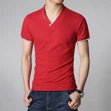 Men Tshirts Cotton Plus Size Men T shirt V Neck Mens Slim Fit T-shirts Luxury Printed Men's White Tops Homens Camiseta BL