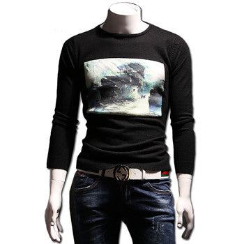 Men Knitted Floral Sweaters Pullovers Men's Casual Slim Fit Large Size Long Sleeved O Neck Sweaters Hombre BL