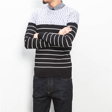 Men Knitted Stripped Sweaters Pullovers Men's Casual Slim Fit Plus Size Long Sleeved O Neck Sweaters Hombre BL