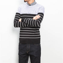 Men Knitted Stripped Sweaters Pullovers Men's Casual Slim Fit Plus Size Long Sleeved O Neck Sweaters Hombre BL