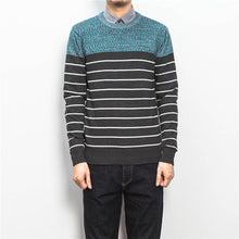 Men Knitted Stripped Sweaters Pullovers Men's Casual Slim Fit Plus Size Long Sleeved O Neck Sweaters Hombre BL