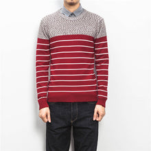 Men Knitted Stripped Sweaters Pullovers Men's Casual Slim Fit Plus Size Long Sleeved O Neck Sweaters Hombre BL