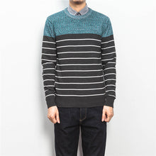 Men Knitted Stripped Sweaters Pullovers Men's Casual Slim Fit Plus Size Long Sleeved O Neck Sweaters Hombre BL