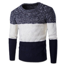 Men Patchwork Sweaters and Pullovers Hombre Men's Casual Slim Fit Long Sleeved O Neck Sweaters Outwear BL