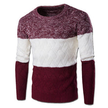 Men Patchwork Sweaters and Pullovers Hombre Men's Casual Slim Fit Long Sleeved O Neck Sweaters Outwear BL